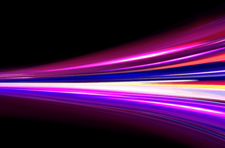 A series of colored stripes that spread out into a fan. It represents reaching max Internet speed.