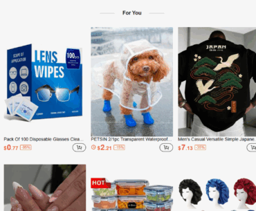Screenshot of several items offered on the Shein website.