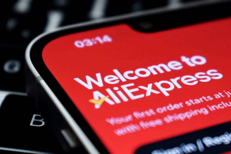 AliExpress app seen in the Apple App Store on an iPhone screen.