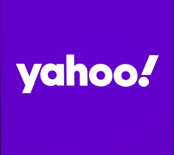 The Yahoo logo, which is the name of the company in white on a purple background.